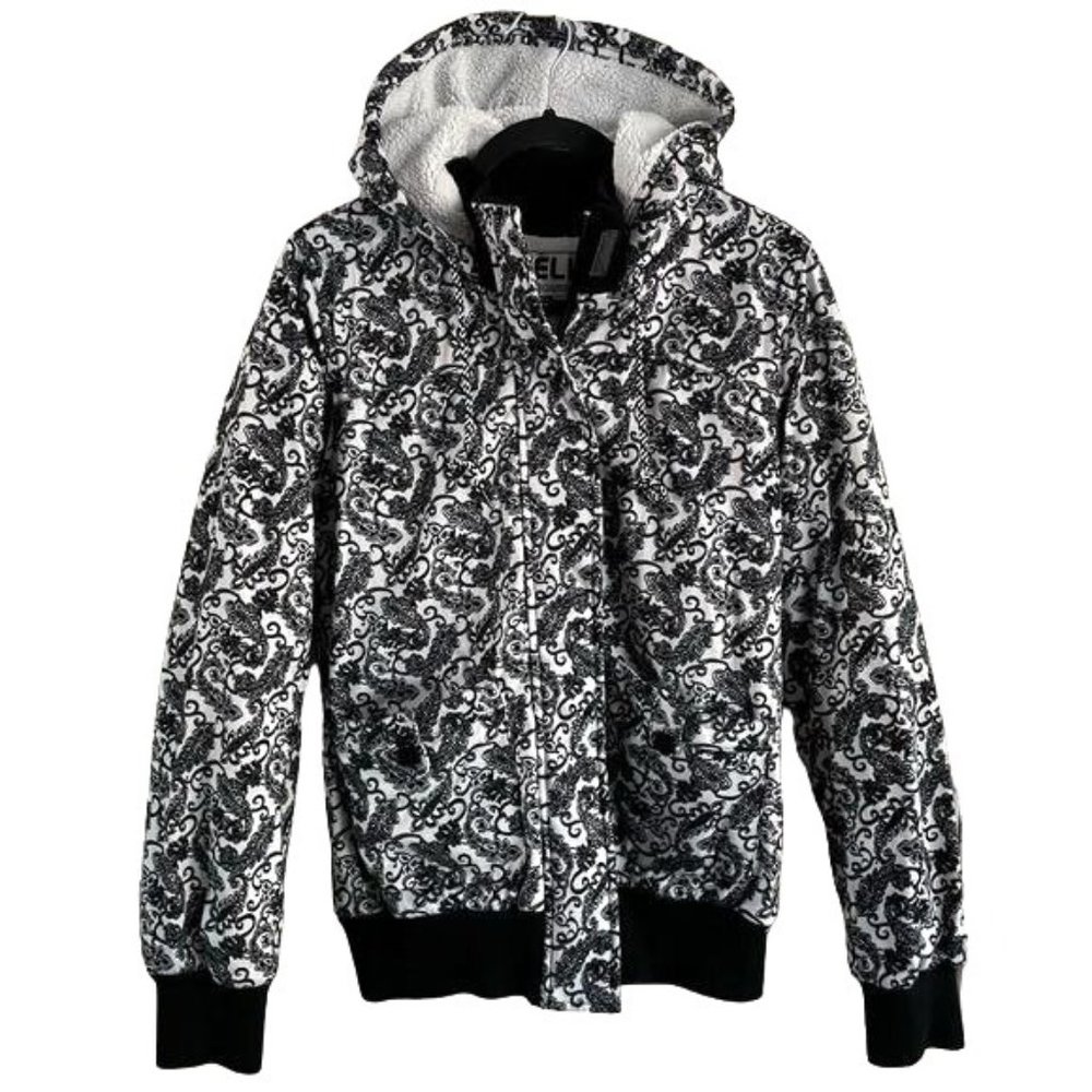 Helix Snowboardwear Medium Black & White Paisley Coat Zip Jacket